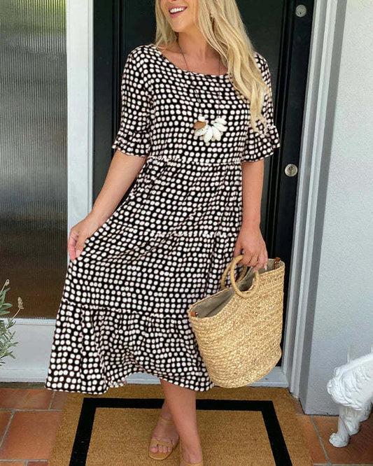 Polka Charm Round Neck Dress