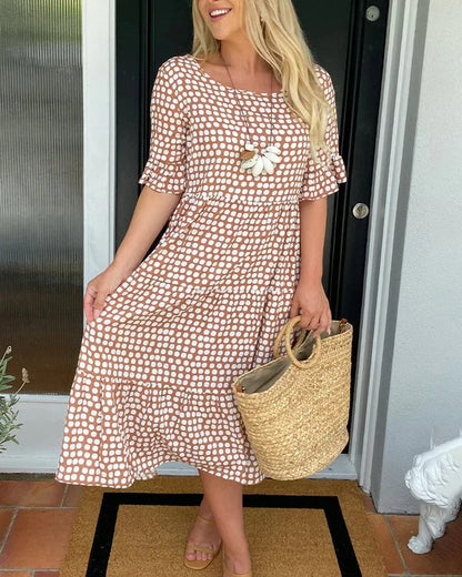 Polka Charm Round Neck Dress