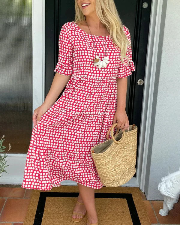 Polka Charm Round Neck Dress